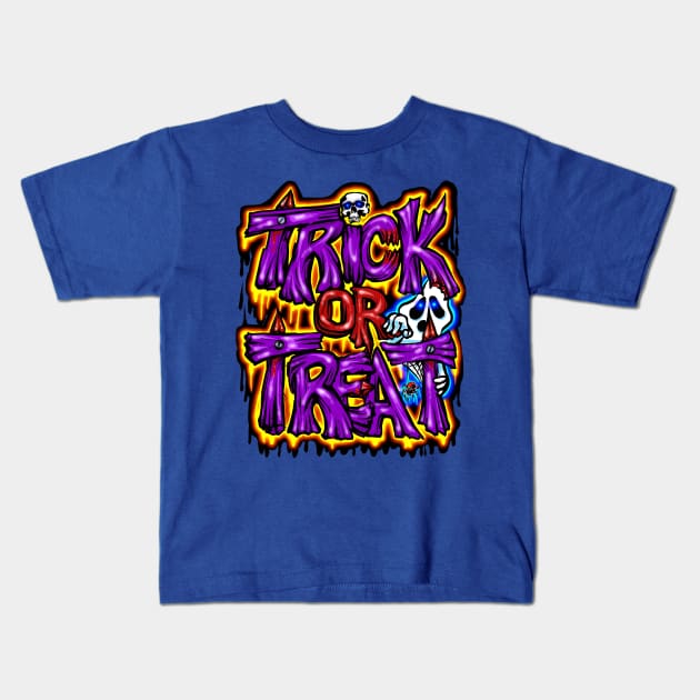 Trick Or Treat Kids T-Shirt by Shawnsonart